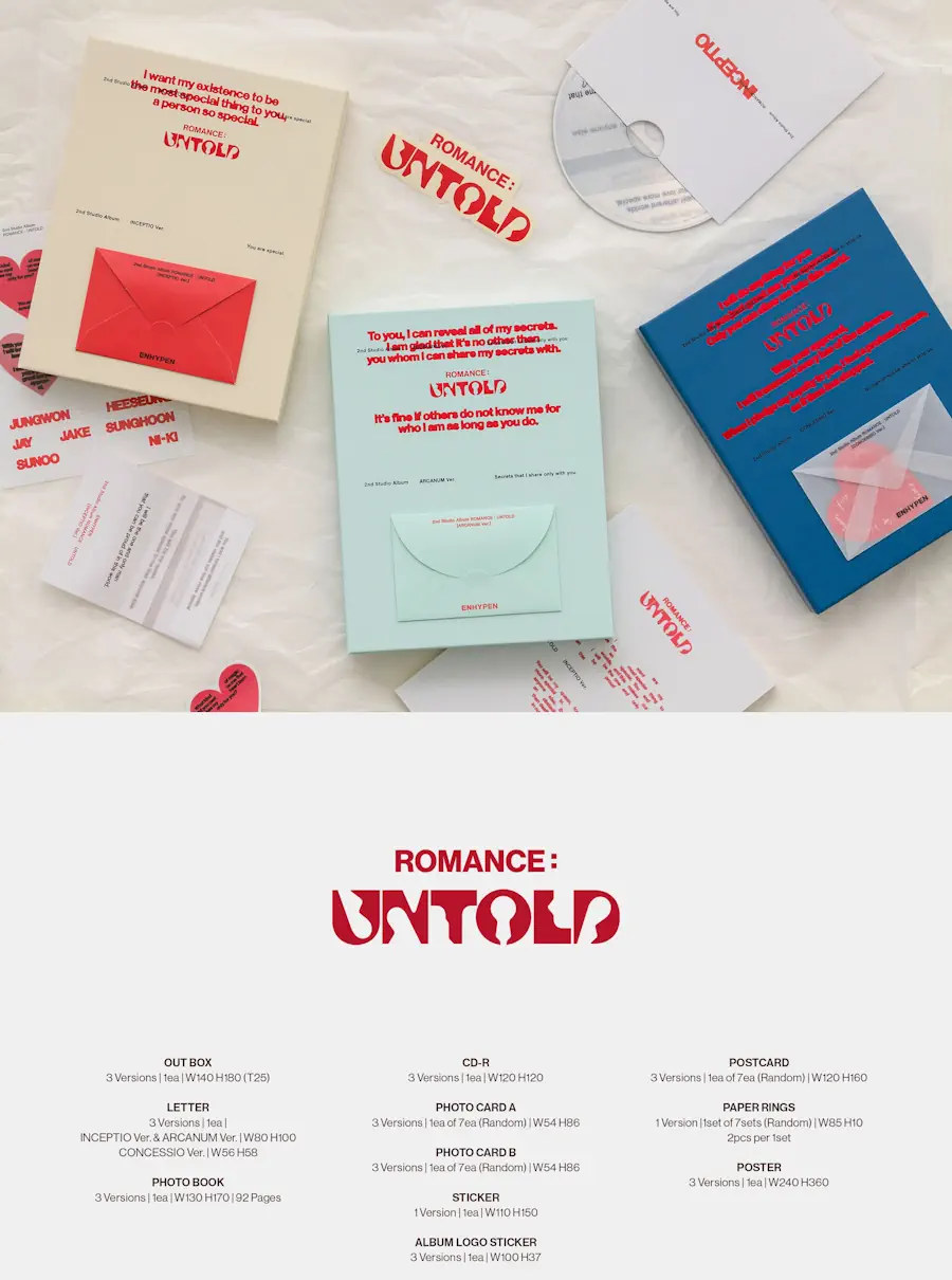 ENHYPEN 2nd Album ROMANCE UNTOLD (INCEPTIO ARCANUM CONCESSIO Version) content