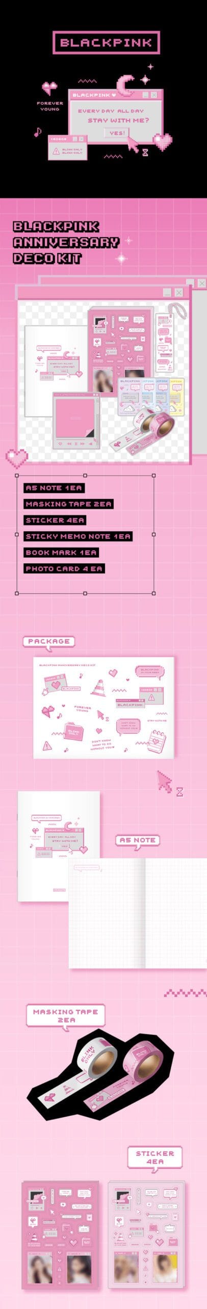 BLACKPINK 6th ANNIVERSARY Goods - ANNIVERSY DECO KIT content