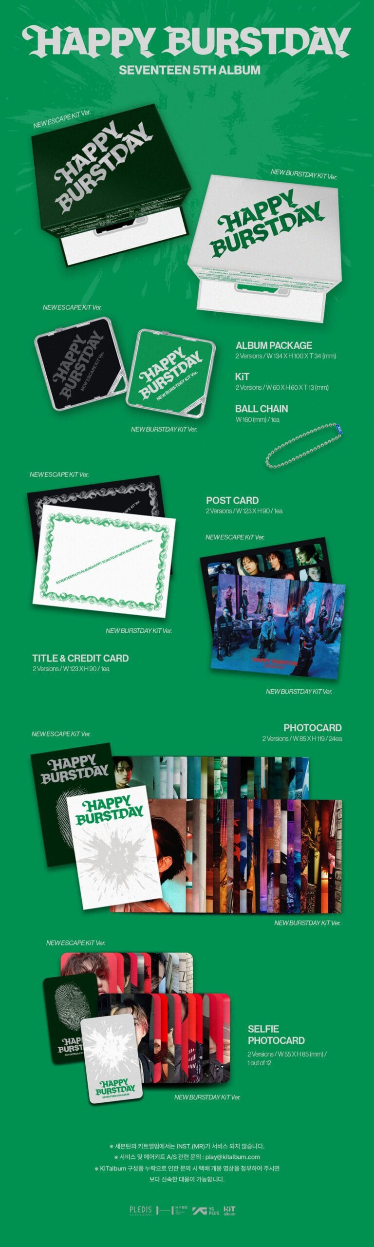 SEVENTEEN 5th Album [HAPPY BURSTDAY] (KiT Ver.) (NEW ESCAPE KiT Ver. / NEW BURSTDAY KiT Ver.) content