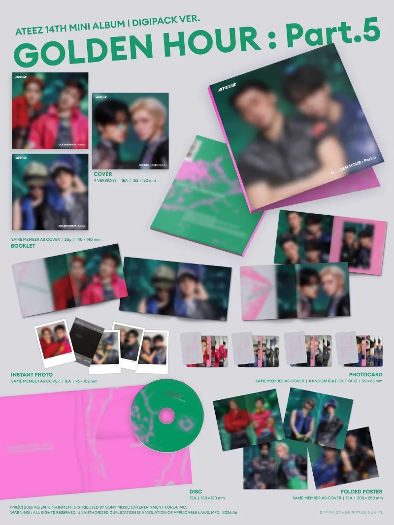 ATEEZ 14th Mini Album - GOLDEN HOUR Part.5 (DIGIPACK UNIT Ver.) album content