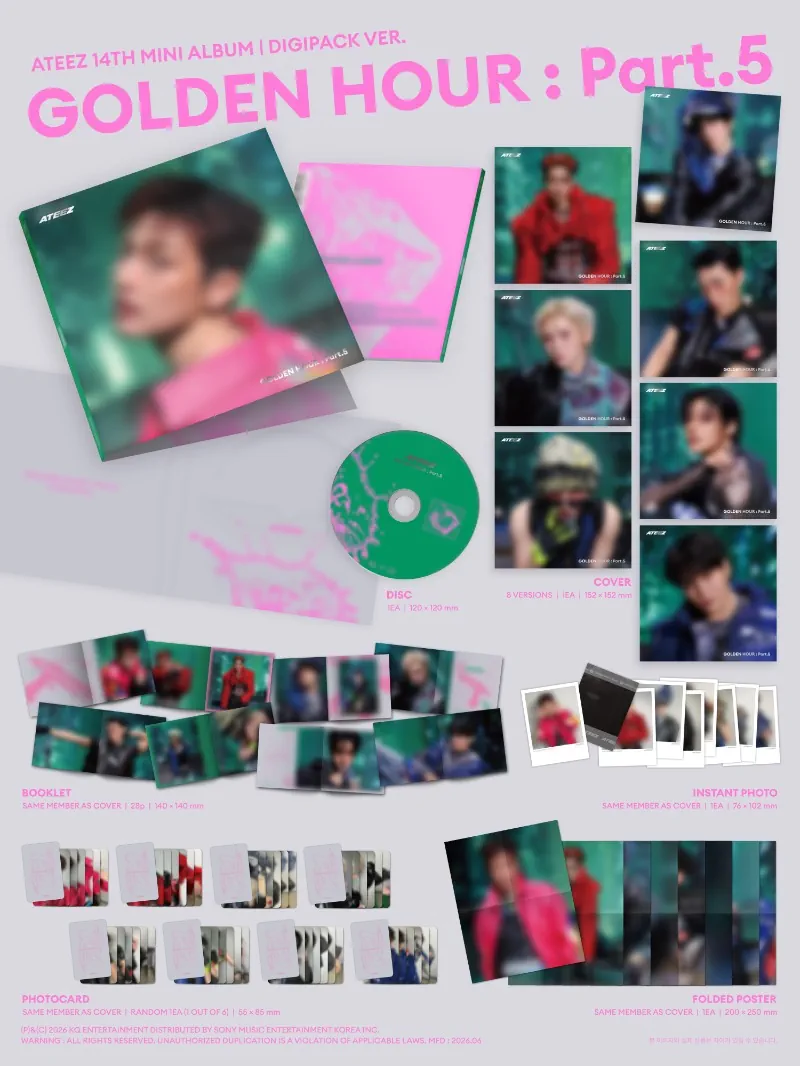 ATEEZ 14th Mini Album - GOLDEN HOUR Part.5 (DIGIPACK Ver.) content