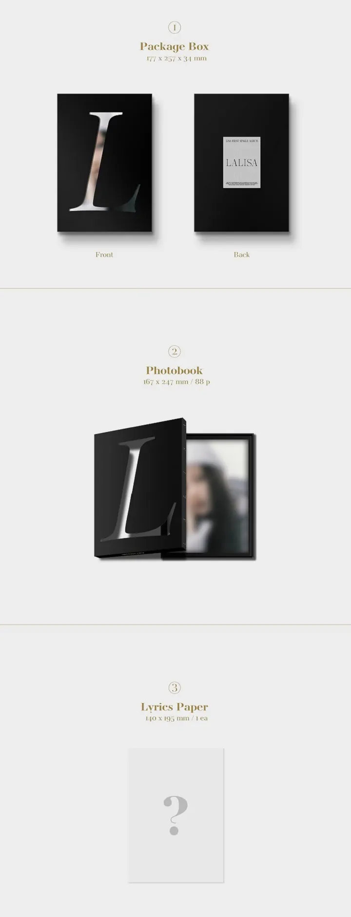 LISA 1st Single Album - LALISA black version content