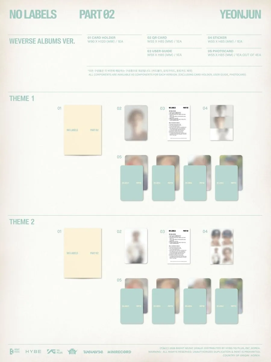 YEONJUN 2nd Mini Album - NO LABELS PART 2 (Weverse Albums Version) content