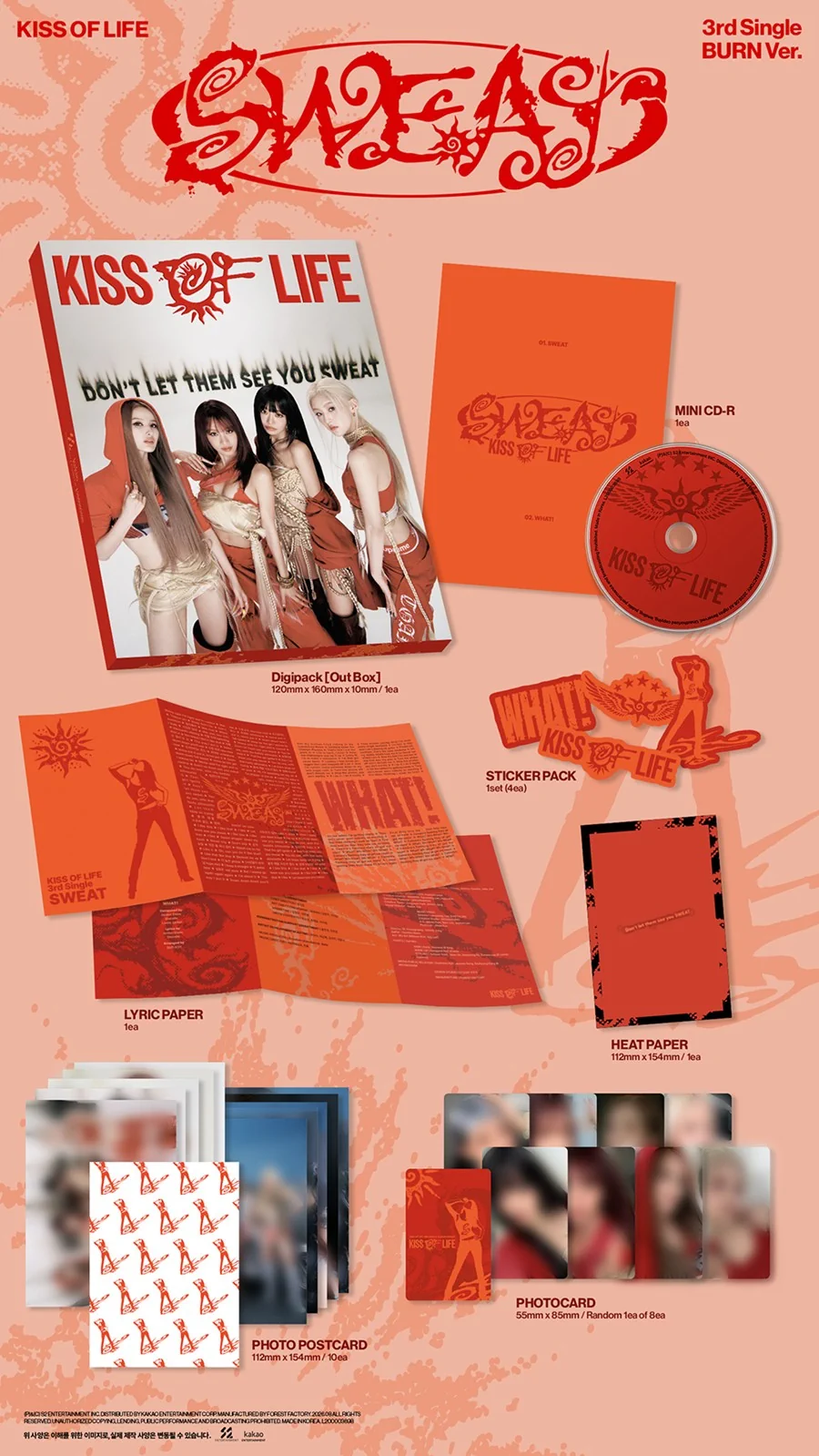KISS OF LIFE 3rd Mini Album - Sweat (BURN Ver.) contents