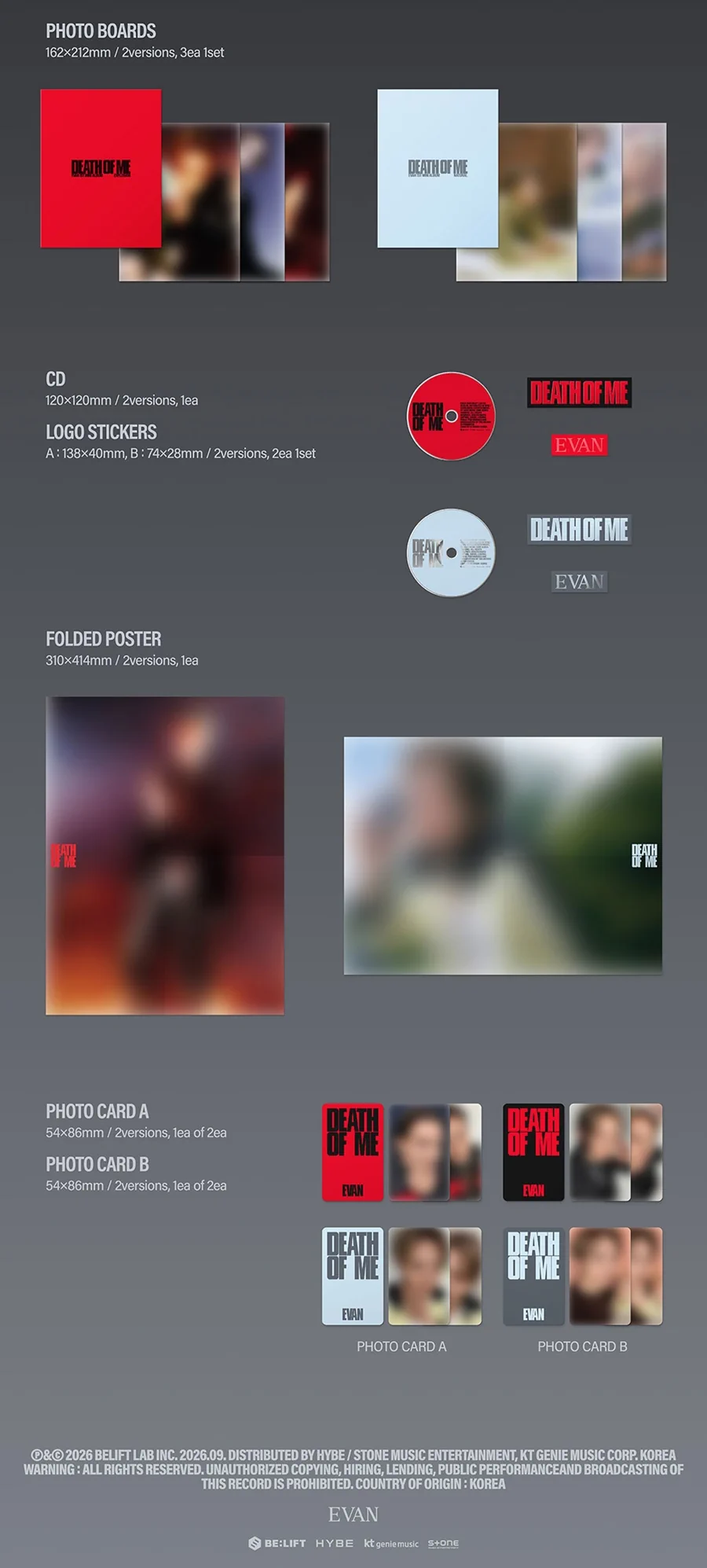 EVAN 1st Mini Album - DEATH OF ME (EXPLOSION Ver. NATURAL Ver.) content 2