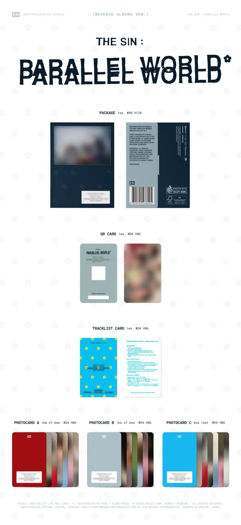 ENHYPEN THE SIN : PARALLEL WORLD (Weverse Albums ver.): inhoud