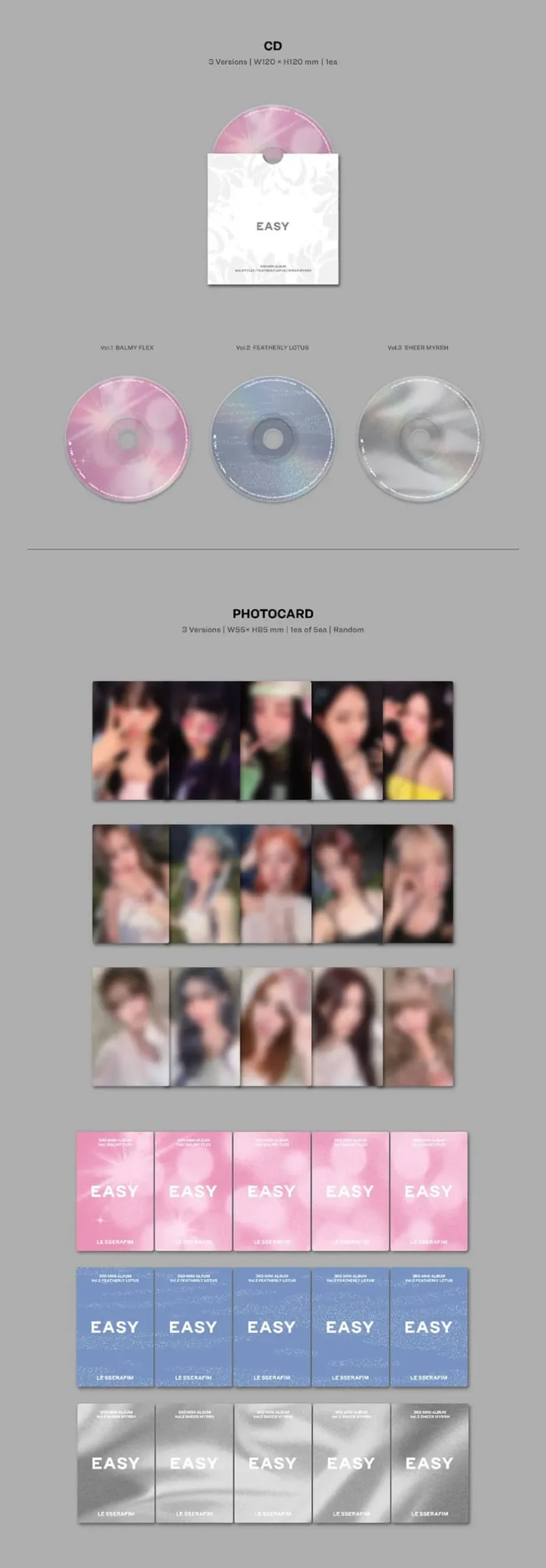 LE SSERAFIM - 3rd Mini Album [EASY] photocards and cd
