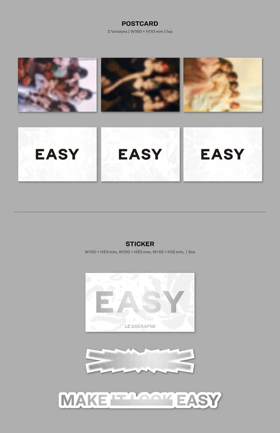 LE SSERAFIM - 3rd Mini Album [EASY] postcard and sticker